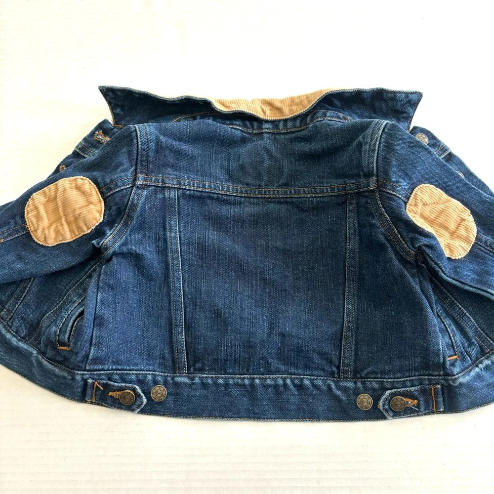 Talbots Kids Denim Jean Barn Jacket Corduroy Collar Elbow Patches Toddler 12 Mon